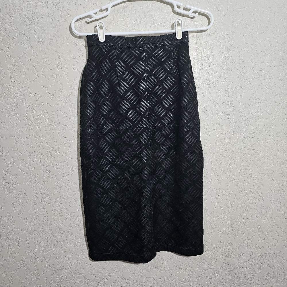 Vintage Tannery West Leather Midi Pencil Skirt